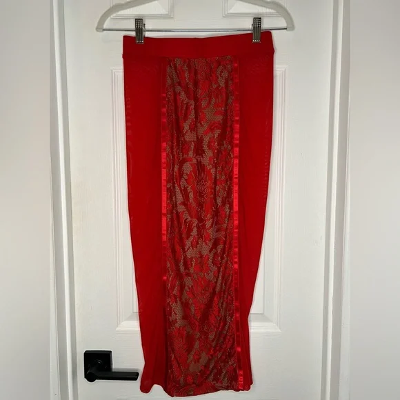 JLUXLABEL Red Mesh Lace Chemise Set - Picture 6 of 7